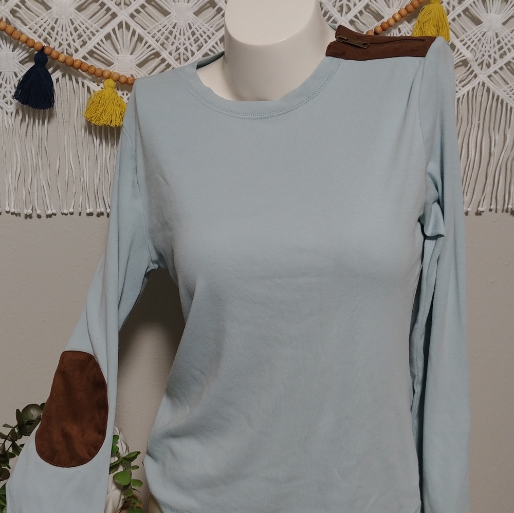 ✔Ralph Lauren Long-sleeved Shirt w Suede Accents